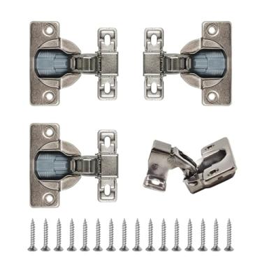 Imagem de Pacote com 4 dobradiças de armário de fechamento macio – Dobradiças ocultas ocultas HhdvdyWgd para armários de cozinha, sobreposição ajustável de fechamento automático, aço carbono durável, moldura
