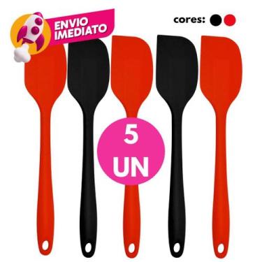 Imagem de Kit 05 Espátula Pão Duro Silicone Utensílio Cozinha Raspadora Massas B