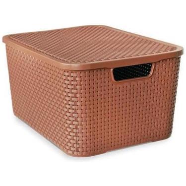 Imagem de Caixa Organizadora Rattan Marrom 20L com Tampa - Arqplast