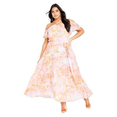 Imagem de City Chic Vestido longo feminino plus size - estampa Vera, Sunset Haze, 46