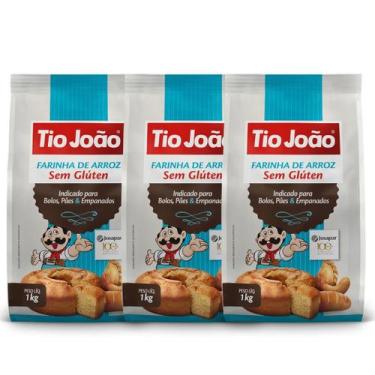 Imagem de Kit 3 Farinha de Arroz Tio João Sem Glúten 1kg