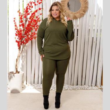 Imagem de Conjunto Feminino Calça e Blusa c/ Capuz Lanzinha Plus Size - Rosana F