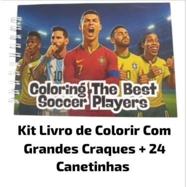 Imagem de Kit Livro Colorir Bobbie Goods + 24 Canetinhas Ponta Dupla Futebol Fif