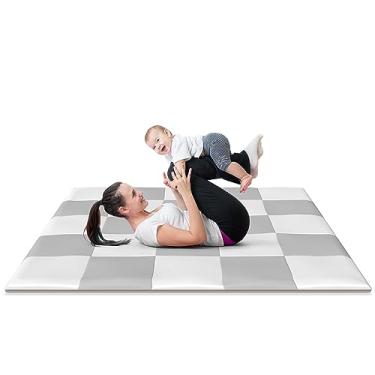 Imagem de Weizzer Toys Tapete De Brincar Para Bebês 58" Dobrável E Acolchoado Crianças Pequenas, Atividade Descanso Barriga, Espuma Viscoelástica Macia Acolchoada (58 X 58, Cinza/Creme)