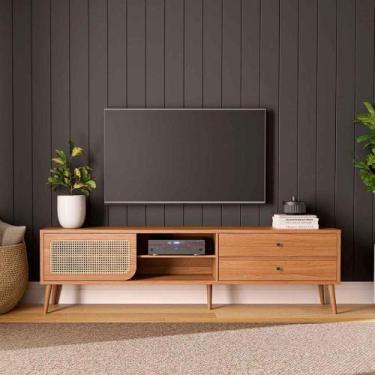 Imagem de Rack para Sala c/ Pés em Madeira 2,20m 2 Gavetas 100% MDF - Dalla Cost