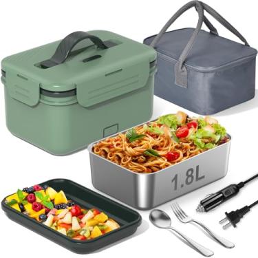 Imagem de WisaKey Lancheira elétrica aquecedor de alimentos, lancheira aquecida de 1,8l para adultos para caminhão de carro, lancheira portátil aquecedora de alimentos 12v/24v/110v/220v, lancheira de