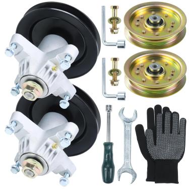 Imagem de Lawneagle Conjunto de 2 eixos lubrificados 918-04456B com polia intermediária 756-04129B substitui o conjunto do eixo 918-04456 618-04456 MTD 918-04456 918 04456 618-04456 eixo le for Cub Cadastro