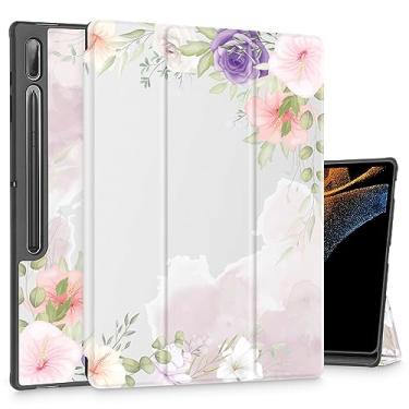 Imagem de Mektron Capa para tablet para Samsung Tab S9 Ultra 14,6 polegadas 2023 SM-X910/X916/X918, capa rígida com suporte de lápis embutido com função despertar/hibernar automática, suporte multi-ângulo para Galaxy Tab S9 Ultra 14,6 polegadas, lindo floral