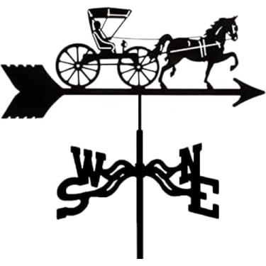 Imagem de Exquisite Jardim De Cata-vento De Metal Com Indicador De Direção Do Vento Para Montagem No Telhado, Forma De Cavalo E Carruagem Retrô Torneira De Metal, Ornamento De Decoração De Casa Em Aç