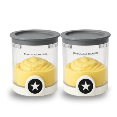 Imagem de Pacote com 2 recipientes de reposição para Ninja Creami Swirl série NC700/NC701, 473 ml sem BPA com tampas, à prova de vazamento e lavável na lava-louças (cinza/cinza)