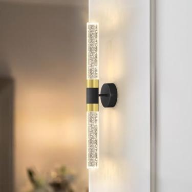 Imagem de Arandelas de parede LED de cristal luminária moderna de cristal glamoroso para corredor, sala de jantar, sala de estar, sala de estar com lâmpadas quentes de 2700 K