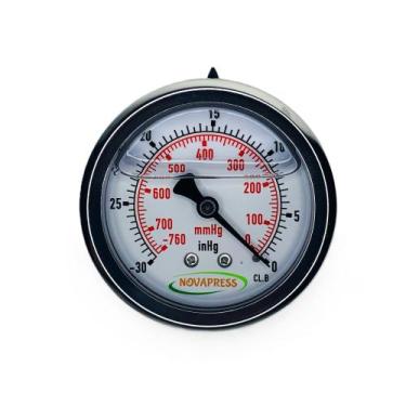 Imagem de Vacuômetro De 63mm Caixa Inox - Escala -760 Mmhg X -30 Polhg - LRPROD