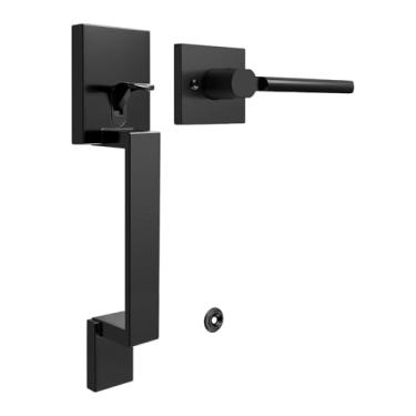 Imagem de Tinewa Maçaneta preta fosca San Clemente com alavanca Halifax, maçaneta de entrada atualizada, espaço de orifício ajustável, liga de zinco e alavanca reversível, 1 pacote