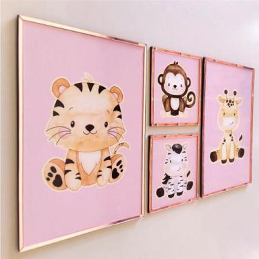 Imagem de Quadrinhos Quadros Plaquinhas Decorativas Para Quarto de Bebe Tema Saf