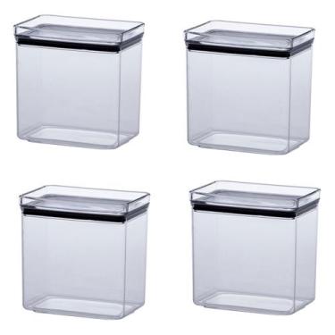 Imagem de Kit 04 Potes Alimento Hermético Empilhável Retangular 1300ml 1168 Para
