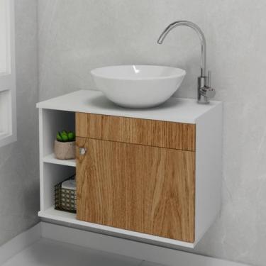 Imagem de Gabinete De Banheiro Com Cuba Pia Sobrepor De Apoio Para Lavabo Armari