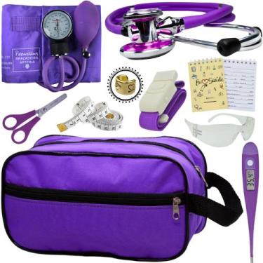 Imagem de Kit Academico Enfermagem Premium Preto Completo - Love Saude, ROXO PRE