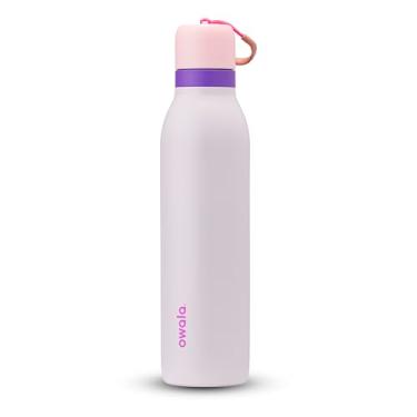 Imagem de Owala Garrafa de água FreeSip Twist isolada de aço inoxidável com canudo para esportes e viagens, sem BPA, 680 g, rosa/roxo (campo sonhador)