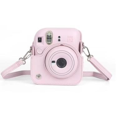 Imagem de Estojo Protetor para Câmera Instantânea Fujifilm Instax Mini 12, Couro PU Premium, Estojo Removível Com Alça de Ombro Ajustável, Bolsa Protetora para Mini Câmera Instantânea (Rosa)