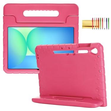 Imagem de Capa infantil para Samsung Galaxy Tab S10 FE Plus 33.3 cm (2025), alça Techcircle com suporte leve, espuma vinílica acetinada, amortecedor, proteção resistente a quedas, capa à prova de crianças, rosa
