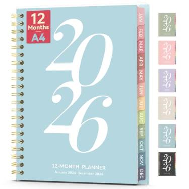 Imagem de Agenda 2024, planejador mensal semanal espiral encadernado, janeiro - dezembro de 2024, Forvencer Aesthetic Agenda Planner, planejador mensal de 21,5 x 28 cm com aba do mês, capa flexível (A4, azul)