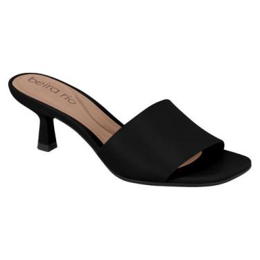 Imagem de Tamanco Mule Feminino Beira Rio Conforto Saltinho Baixo Fino, Preto, 3