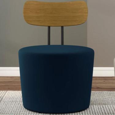 Imagem de Poltrona Redonda Moncler Com Encosto De Madeira - Élpis Móveis Azul