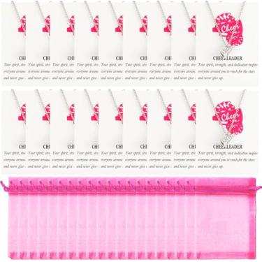 Imagem de Tondiamo 24 unidades de colar de líder de torcida presentes em massa para líderes de torcida megafone de líderes de torcida, cartão motivacional, Chain: 17.7 inches, Metal, Sem Pedra Preciosa