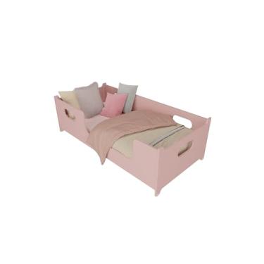 Imagem de Mini Cama Encanto Infantil Montessoriana Com Grade Proteção Quarto Criança Meninas Princesa Cor Rosa