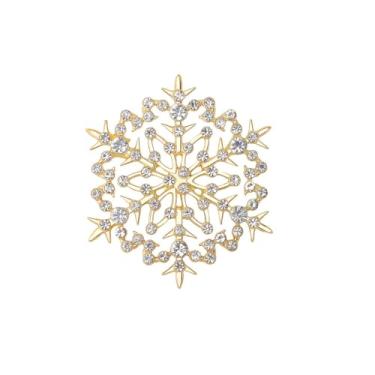Imagem de Broche de floco de neve de strass de Natal para mulheres e homens banhado a ouro/prata chique cristal brilhante flor de inverno alfinetes de lapela para vestido, terno, casaco, roupas, acessórios