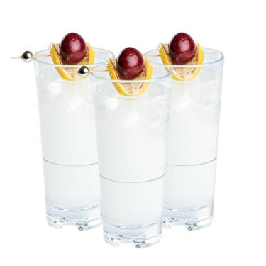 Imagem de Flexi Grip Copos Highball de 391 g, 48 copos de plástico reutilizáveis – à prova de estilhaçamento, empilhável, copos de plástico transparente, pode ser lavado na máquina de lavar louça, para suco,