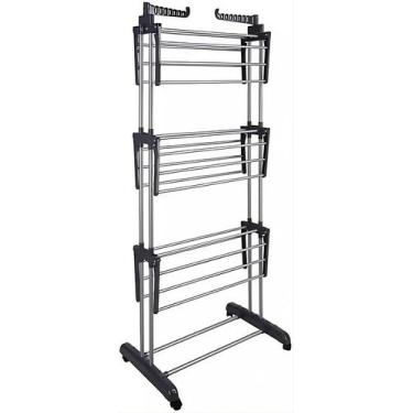 Imagem de Varal Vertical Dobrável 3 Andares com Rodinhas Retrátil Portátil Day L