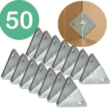 Imagem de Kit 50 unidades Cantoneira 2 furos Zincado Para Moveis Paredes E Armar