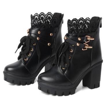 Imagem de Botas FOREADA Goth Chunky Heel Ankle Combat Boots Femininas