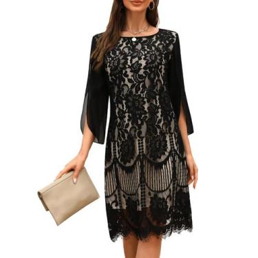 Imagem de Vestido de convidado de casamento COOAN Lace Sequin Prom Black Almond