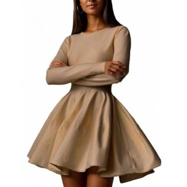 Imagem de Vestido de suéter CHARTOU de manga comprida plissado, de malha larga, 