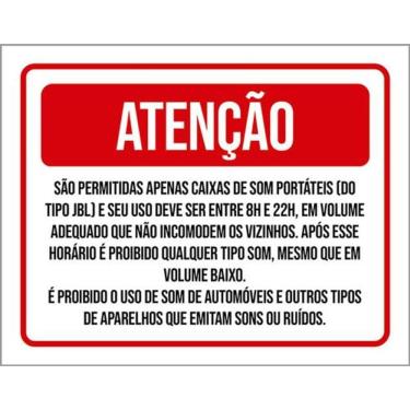 Imagem de Kit 5 Placas Permitido Caixas Som Portáteis 36X46