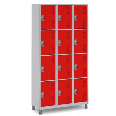 Imagem de Armário Industrial 12 Portas Aço Pintura Eletrostática - W3, VERMELHO