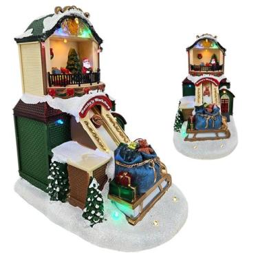 Imagem de Vila Natalina Musical Arvore Natal Papai Noel Fabrica de Brinquedo LED