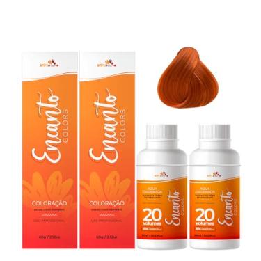 Imagem de Beleza Ruiva – Kit Coloração Encanto Colors 7.44 Louro Médio Cobre Intenso | Oxigenada 20vol 6% | Duas Unidades | Ruivo Acobreado Intenso e Brilho Duradouro