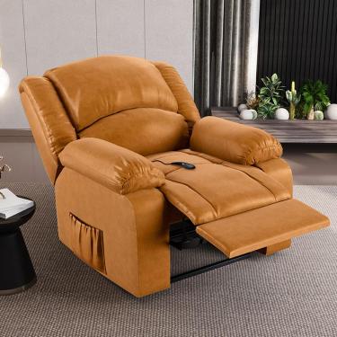 Imagem de Poltrona do Papai Reclinável Sala de Cinema Madrid Controle Power Elétrico USB PU Whisky  G26