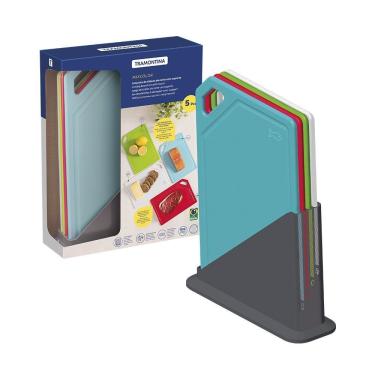 Imagem de Conjunto De Tábuas De Corte Tramontina Mixcolor 25099940 Com Suporte Colorido