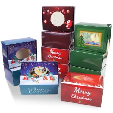 Imagem de HXCHYI PACK Conjunto de caixa de presente de sabão de Natal de 32 peças com janela - 9,3 x 7,6 x 5 cm pequena embalagem de sabão retangular feito à mão para presente de Natal