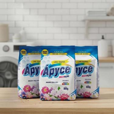Imagem de Kit 3 Unidades De Lava Roupas Em Pó Ápyce 800g Cada MULTIAÇAO - APYCE