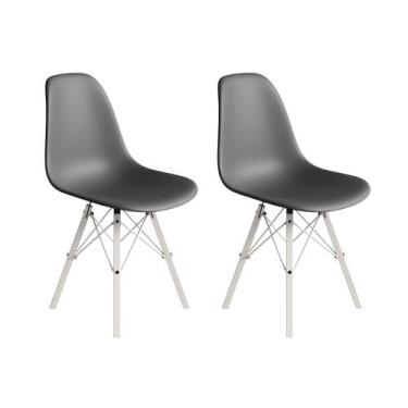 Imagem de Conjunto 2 Cadeiras Eames Estilo Moderno em Ferro Branco com Assento C