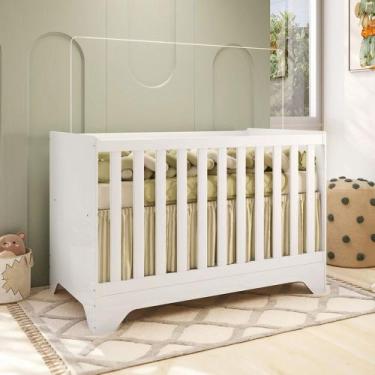 Imagem de Berço Americano 3 em 1 Popy Retrô 100% Mdf Branco Brilho - Móveis Pero