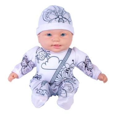 Imagem de Boneca Miyo Minha Pequena Artista 37cm com 6 Canetinhas Laváveis | Roupinha para Pintar e Reutilizar | Estimula Criatividade | Presente Educativo Infantil Seguro e Divertido