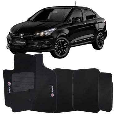 Imagem de Tapete Carpete Cronos 2018 à 2024 Preto Logo Bordado Jogo 5 Peças Ecotap S6480 Automotivo Soft