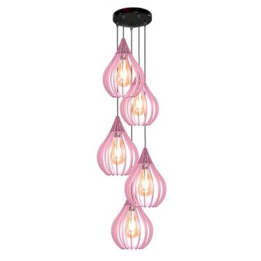 Imagem de Luminária Teto Lustre Pendente Balcão Cozinha Sala 5 Chile Cor:rosa