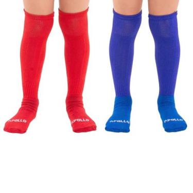 Imagem de Kit 2 Pares Meião Futebol Infantil e Juvenil Cores Sortidas - Apollo, 